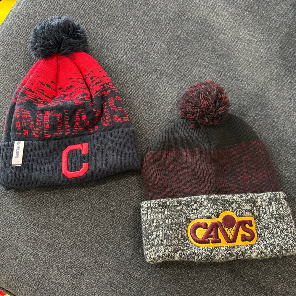 Set of 2 Cleveland snow hats. Indians (guardians) and Cavs